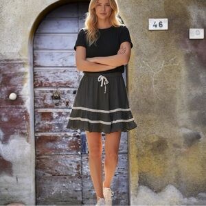 SALE!! Umgee Dark Olive Skater Skirt with White Trim